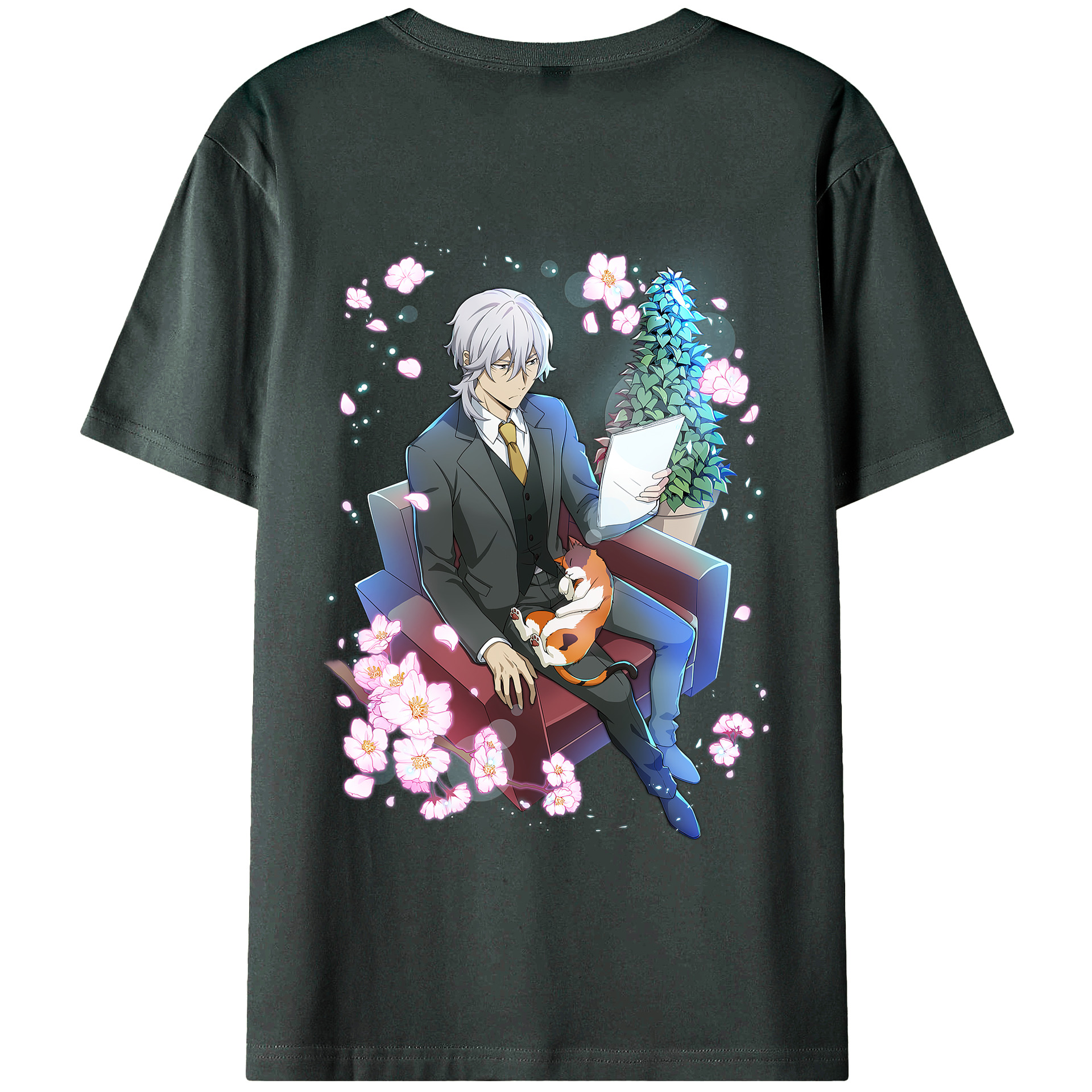 （画像用） 文豪ストレイドッグス Bungo Stray Dogs 綿100％ メンズ半袖Tシャツ（バックプリント） 通気性